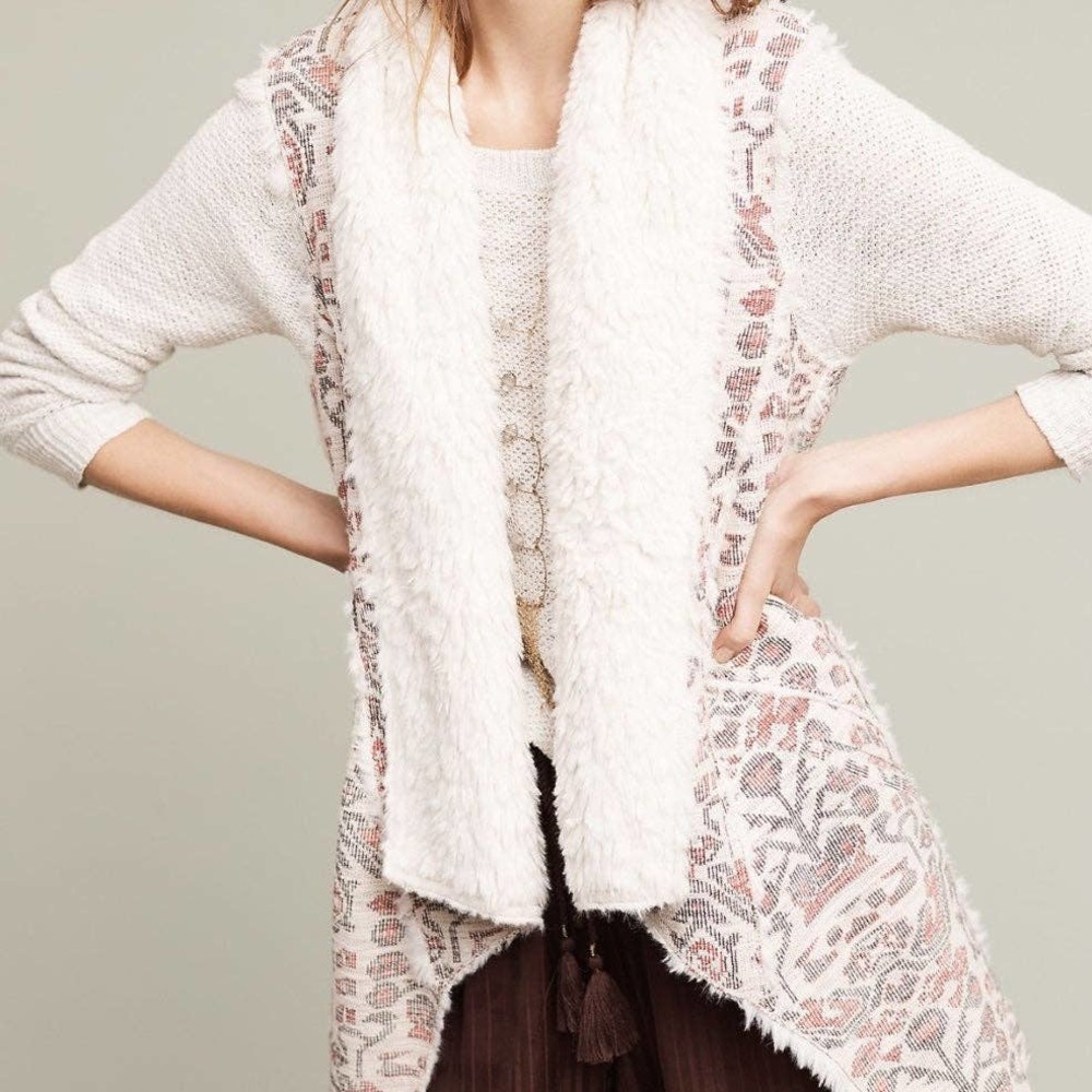 Anthropologie Hei Hei Tapestry Sherpa Vest Size Small